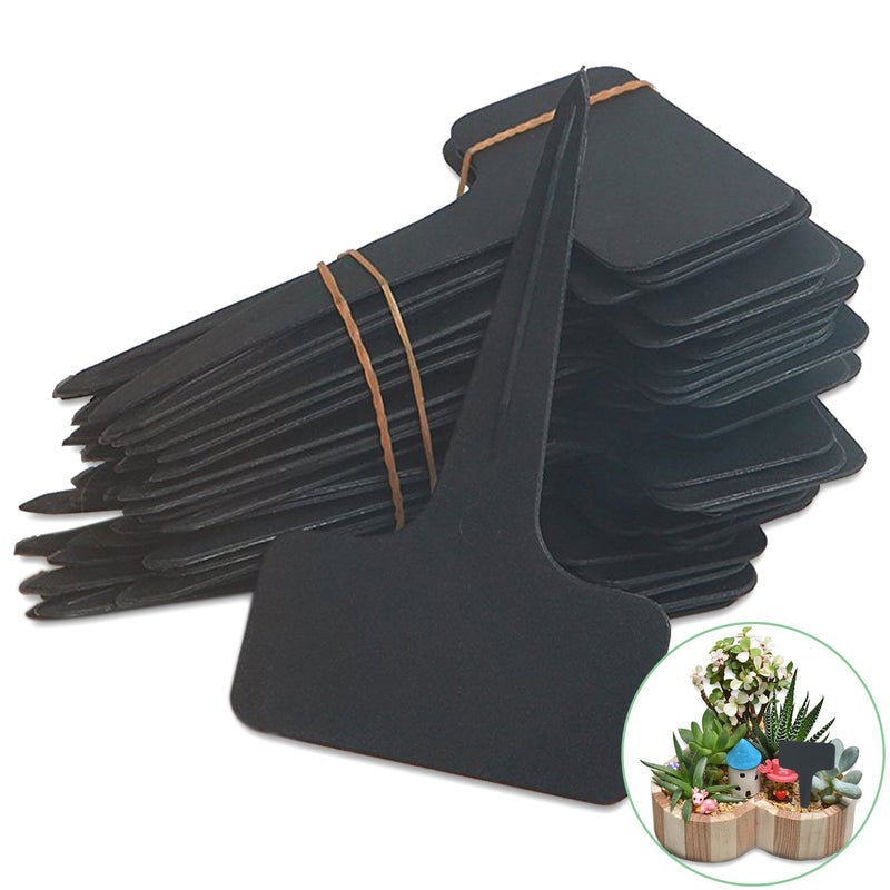 PrudanceÂ® 50pcs Reusable Waterproof Plant Markers for Garden T-Type Plant Labels for Seedlings Potted Plants Vegetables Succulents Durable Weatherproof Garden Tags ï¼ˆBlackï¼‰ - Image 2